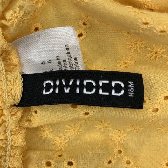 Divided by H&M Crop Top Short Sleeve Eyelet Marigold Size 6 - Picture 8 of 9
